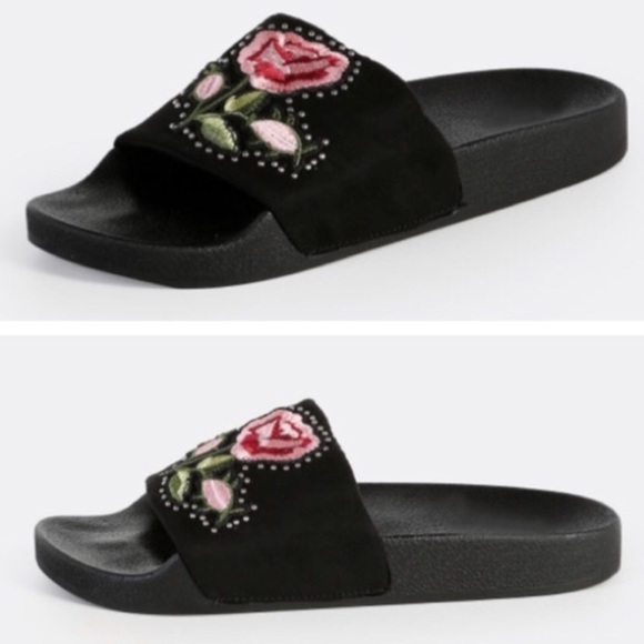 🌹HP🌹Cute Rose Embroidered Slide Sandals - Picture 3 of 5